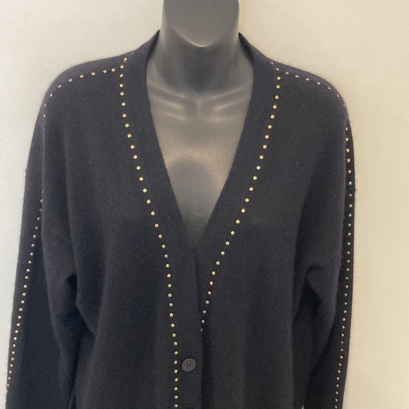 Krizia Maglia Black Cardigan Sweater with Gold Accents Size 38 (US 8 (large) - Picture 7 of 7